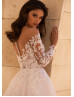 Beaded Ivory Lace Tulle Wedding Dress With Horsehair Trim